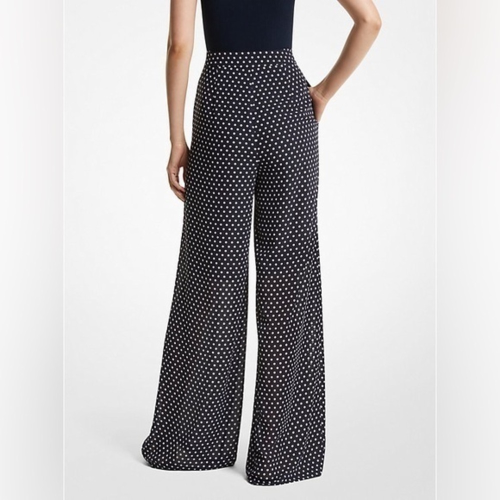 Michael Michael Kors Polka Dot Georgette Wide-Leg Trousers
